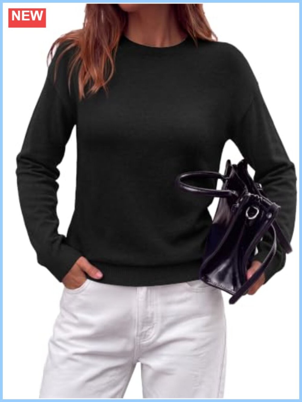 Lightweight Ribbed Crew Neck Long Sleeve Pullover Sweater